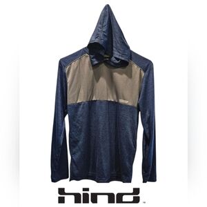 HIND Athletic Pullover Hooded Long Sleeve Blue and Gray TShirt- Youth XL (18-20)